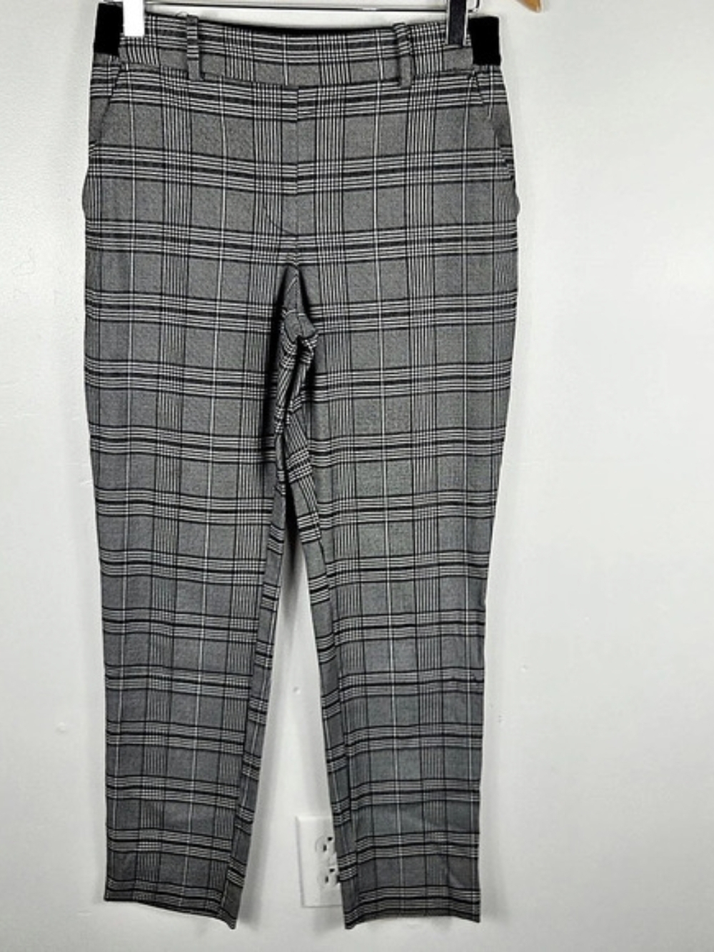 H&M Plaid Houndstooth Skinny Pants in Gray & Black Size 4 Pockets